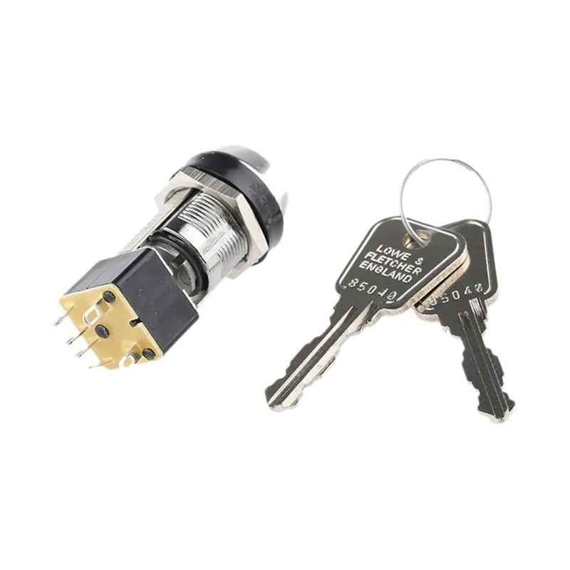 Lorlin Key Switch DPDT 4A 2-Way Flat Key Zinc Alloy Housing Silver Cadmium Oxide Contacts MSL8605B