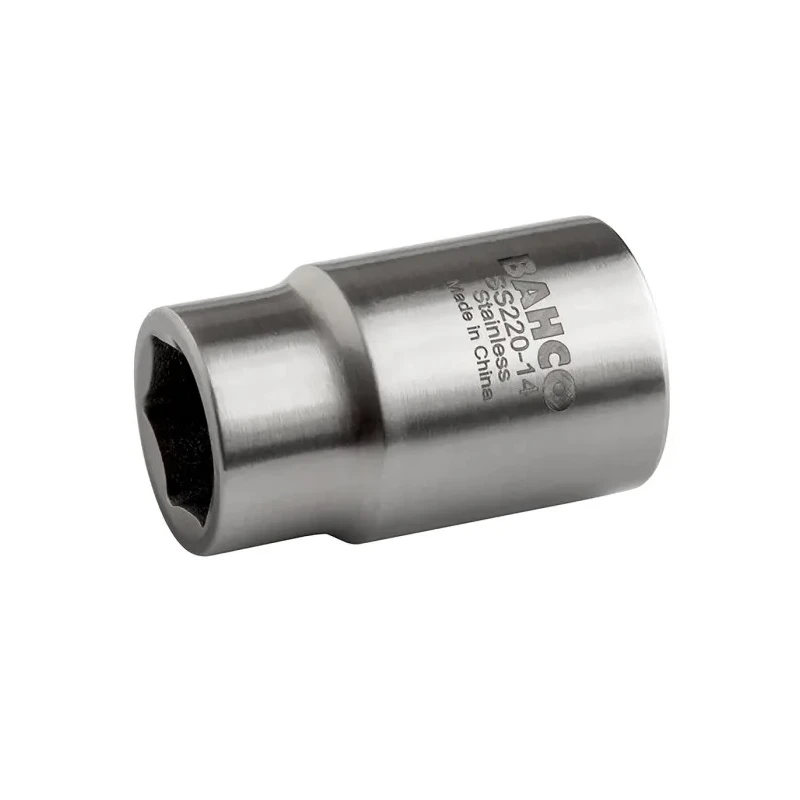 Bahco 1/2 in Drive 14 mm 6 Point Square Socket Stainless Steel 40mm Overall Length SS220-14