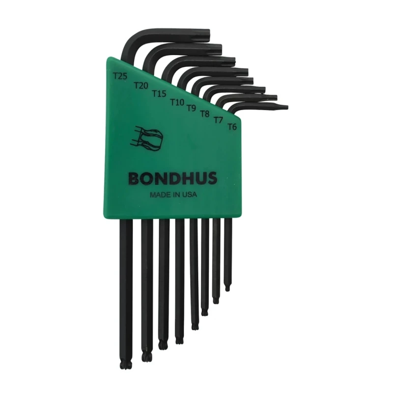Bondhus 8-Piece Torx Key Set, L Shape, Short and Long Arm Steel, Corrosion Resistant Finish LTX8S