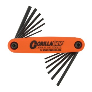 Bondhus 12 Piece Folding Metric and Imperial Hex Key Set, Hex Sizes 1.5 to 5 mm HF12