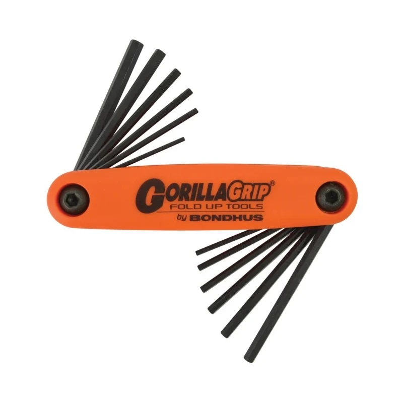 Bondhus 12 Piece Folding Metric and Imperial Hex Key Set, Hex Sizes 1.5 to 5 mm HF12