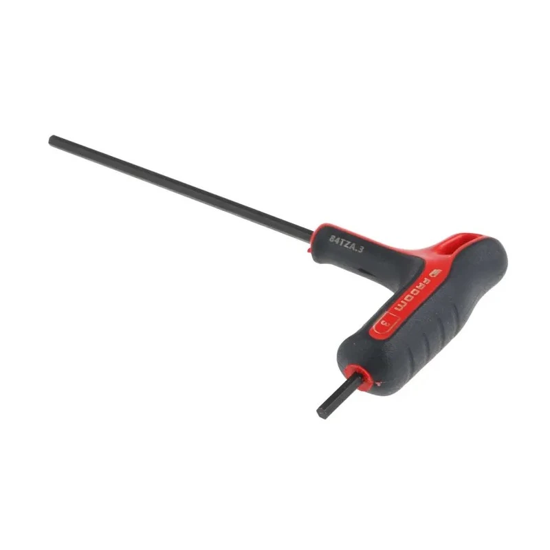 Facom T Metric Hex Key, Hex Size 3 mm, Long and Short Arm, Carbon Silicon Steel, Phosphate Coated, Polished Finish 84TZA.3