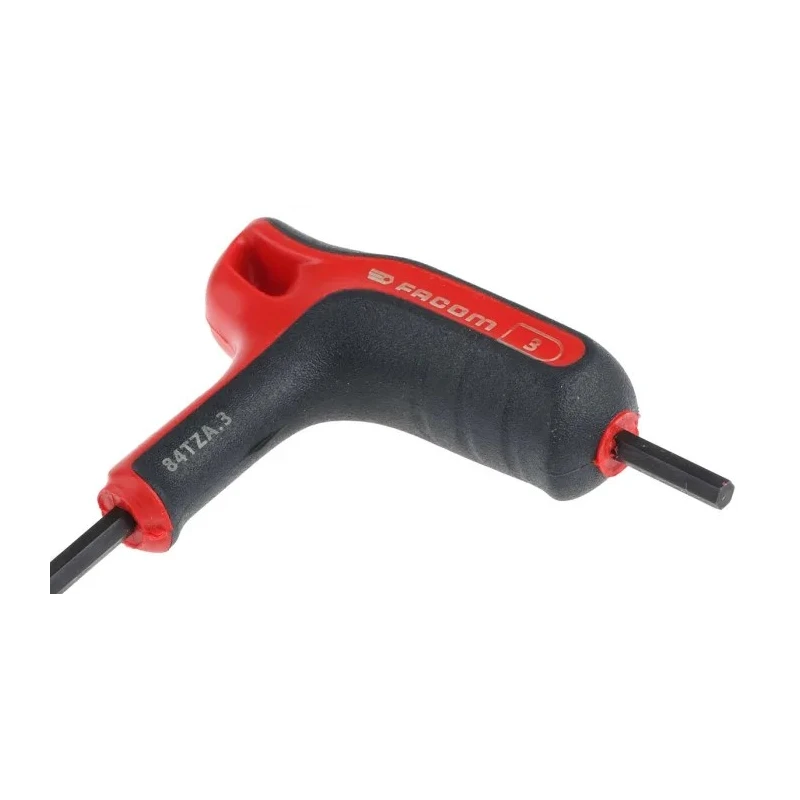 Facom T Metric Hex Key, Hex Size 3 mm, Long and Short Arm, Carbon Silicon Steel, Phosphate Coated, Polished Finish 84TZA.3