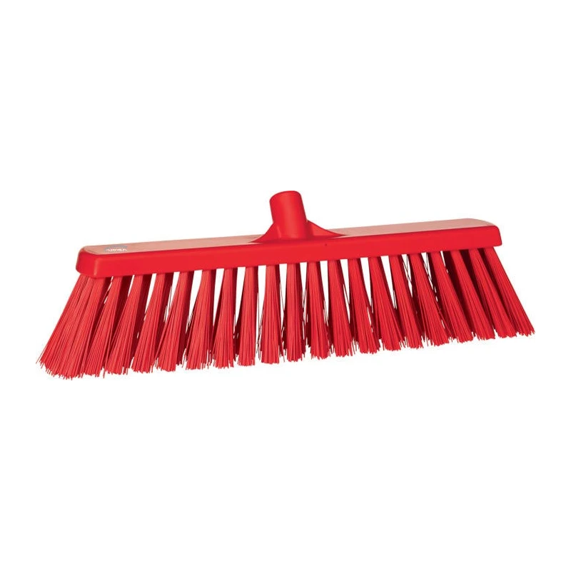 Vikan Red Push Broom with Polyethylene Terephthalate Bristles for Outdoor and Indoor Wet Surface 90mm Width 109mm 29204
