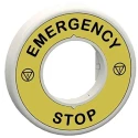 Schneider Electric Illuminated Marked Legend Ring for Emergency Stop Mushroom Head Push Button ZBY9W3B330