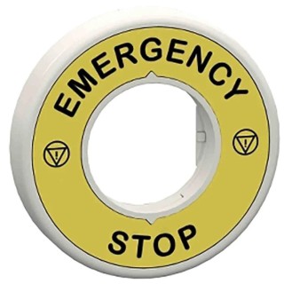 Schneider Electric Illuminated Marked Legend Ring for Emergency Stop Mushroom Head Push Button ZBY9W3B330