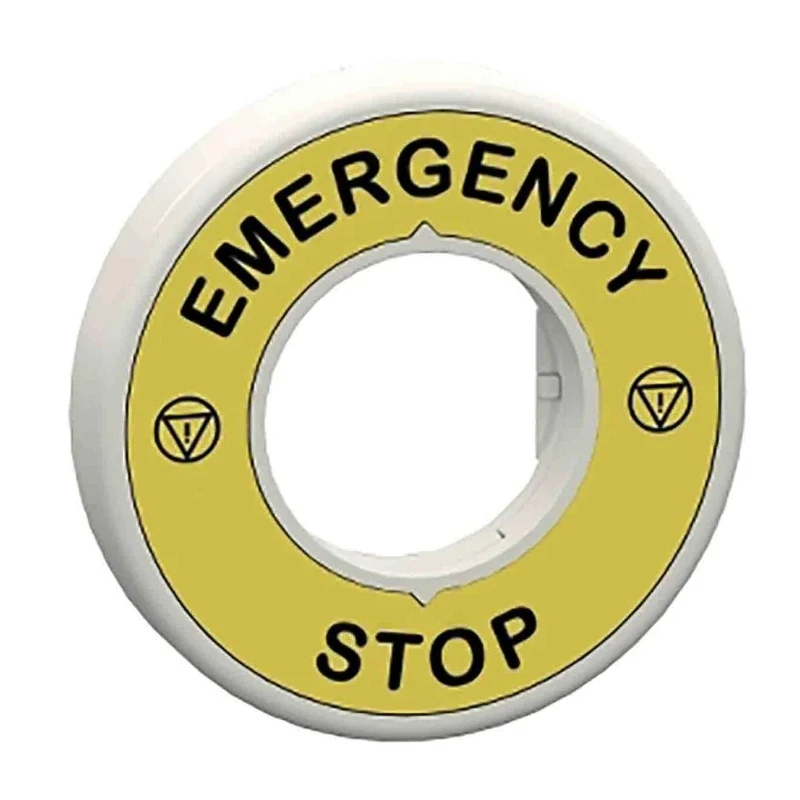 Schneider Electric Illuminated Marked Legend Ring for Emergency Stop Mushroom Head Push Button ZBY9W3B330