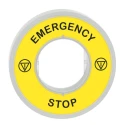 Schneider Electric Illuminated Marked Legend Ring for Emergency Stop Mushroom Head Push Button ZBY9W3B330