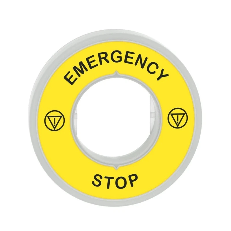 Schneider Electric Illuminated Marked Legend Ring for Emergency Stop Mushroom Head Push Button ZBY9W3B330
