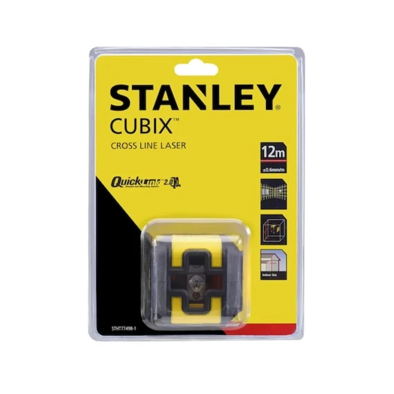 Stanley Cubix Laser Colour Red Laser Level, 2 Lasers, ±0.6 mm/m Accuracy, Self-Levelling, 12 m Range CUBIX