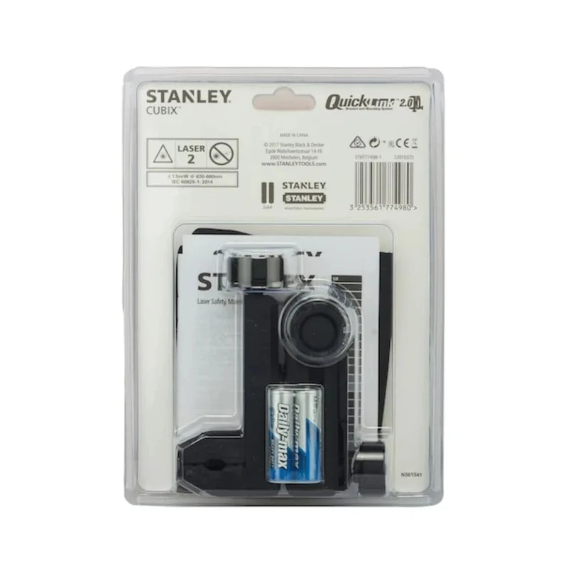 Stanley Cubix Laser Colour Red Laser Level, 2 Lasers, ±0.6 mm/m Accuracy, Self-Levelling, 12 m Range CUBIX