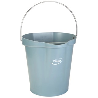 Vikan 12L Plastic Grey Bucket with Handle, FDA Compliant, Drip-Free Spout, 325x330x330 mm 568688
