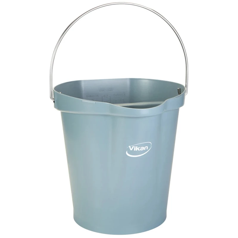 Vikan 12L Plastic Grey Bucket with Handle, FDA Compliant, Drip-Free Spout, 325x330x330 mm 568688