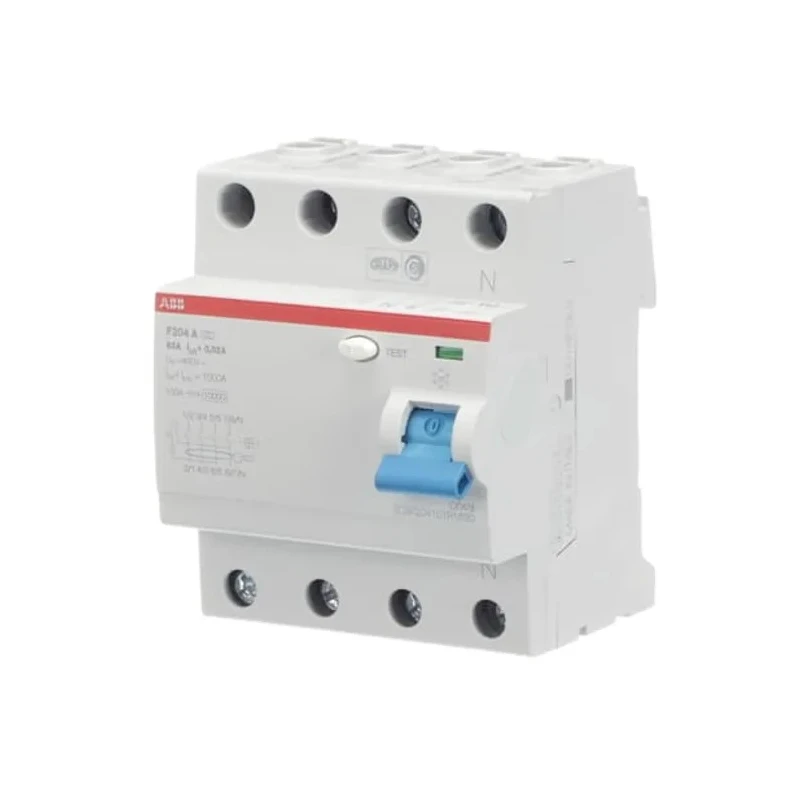 ABB F200 Series Residual Current Circuit Breaker 63A 4-Pole 30 mA Type A 1 kA 400V AC 2CSF204101R1630 - F204A-63/0.03