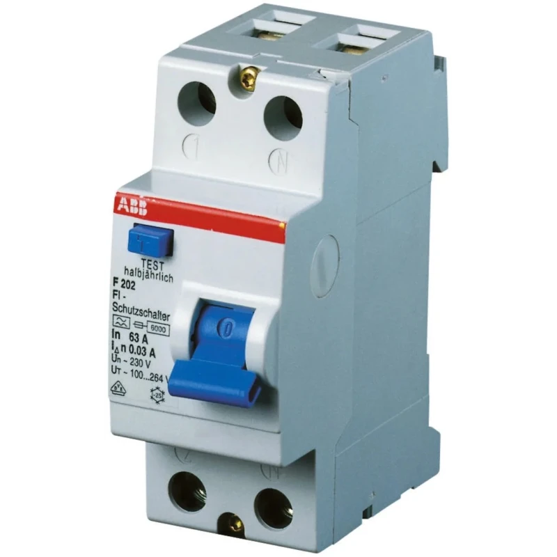 ABB Residual Current Circuit Breaker F200 Series 40A 2-Pole 300 mA Type A 1 kA 230V AC 2CSF202101R3400 - F202A-40/0.3