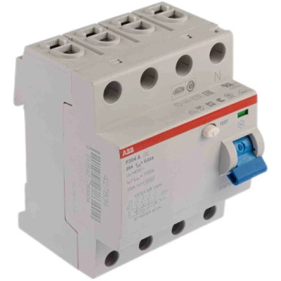 ABB Residual Current Circuit Breaker 25A, 4-Pole, 30mA Trip Sensitivity, Type A, 0.03 A 2CSF204101R1250 - F204A-25/0.03