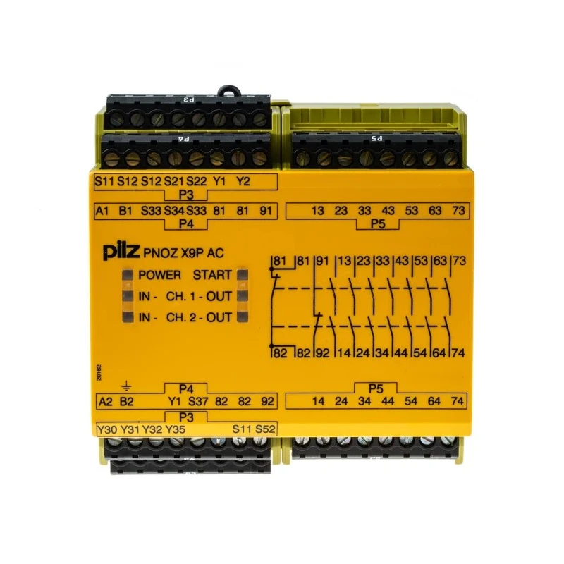 Pilz PNOZ X9P Safety Relay 24V AC/DC, 240V AC/DC, 7 Safety Contacts, 2 Auxiliary Contacts 777606