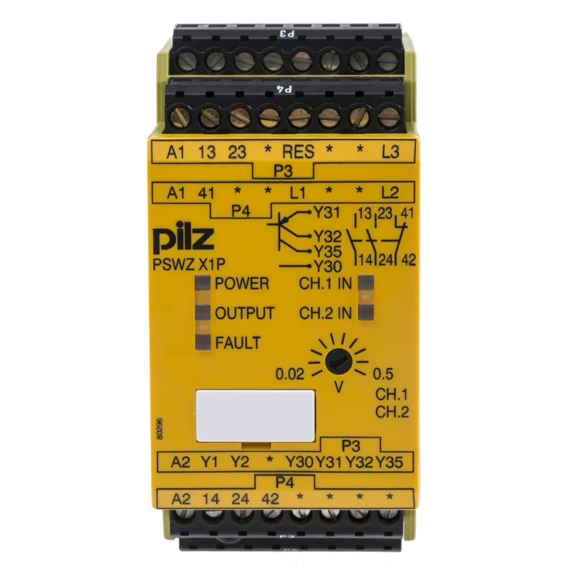 Pilz PSWZ X1P Safety Relay, 24V AC/DC, 240V AC/DC Coil Voltage, 2 Safety Contacts, 1 Auxiliary Contact, DIN Rail Mount 777949