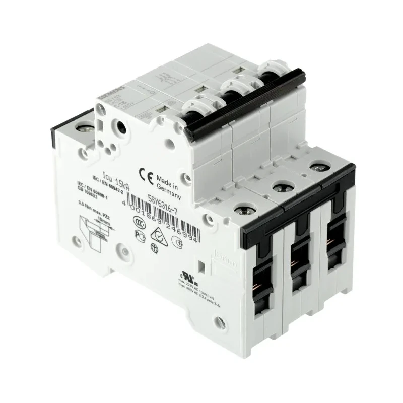 Siemens SENTRON Miniature Circuit Breaker, 3-Pole, 16A, Type C, 400V AC, 72V DC, 6 kA Breaking Capacity 5SY6316-7