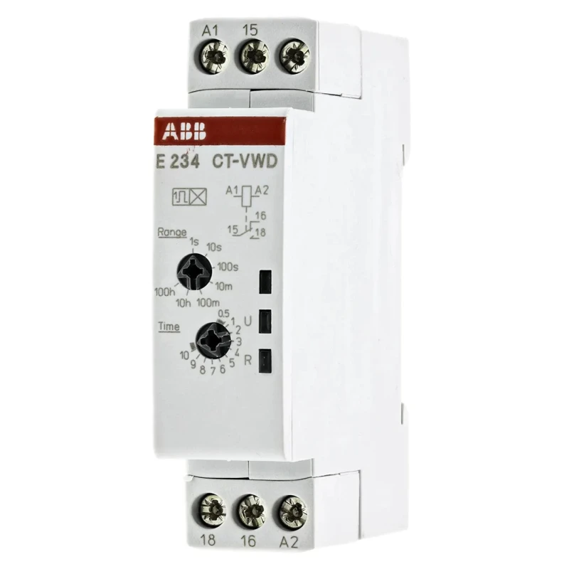 ABB DIN Rail Timer Relay, 1-Contact, 240 V DC/AC, Time Range 0.05 to 360000 s, 1-Function, SPDT 1SVR500130R0000 CT-VWD.12