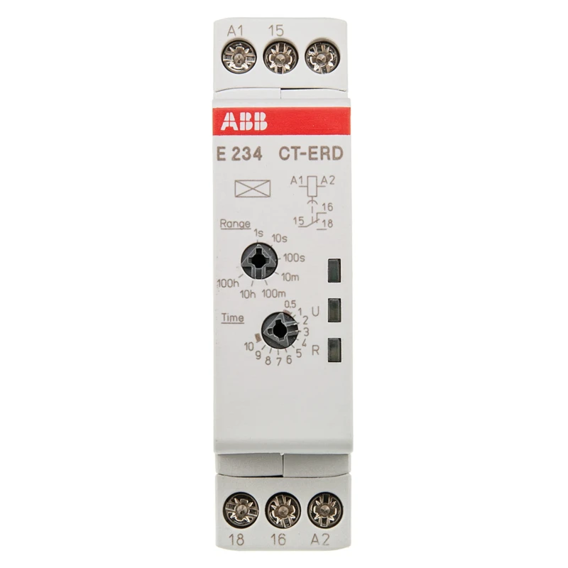 ABB 1SVR Series DIN Rail Timer Relay 1-Contact, 24 to 240 V AC / 48 V DC, ON Delay, 0.05 s to 100 1SVR500100R0000 CT-ERD.12