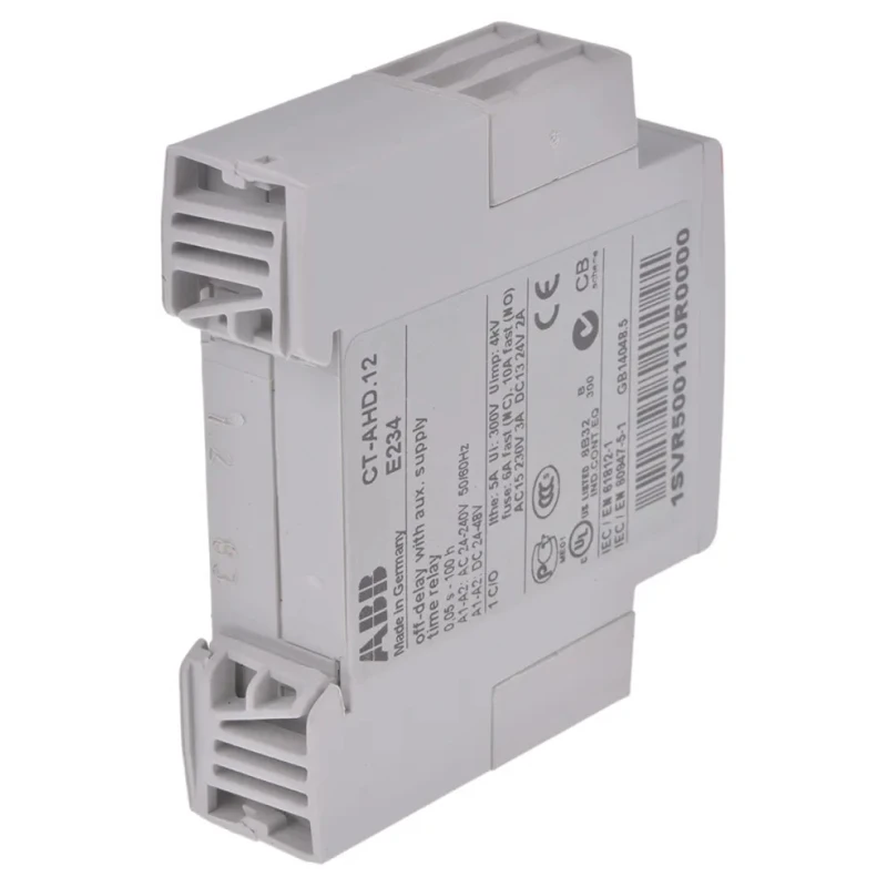 ABB DIN Rail Timer Relay 1-Contact OFF Delay 48 V DC 24/240 V AC 0.05 s to 100 h SPDT 1SVR500110R0000 CT-AHD.12