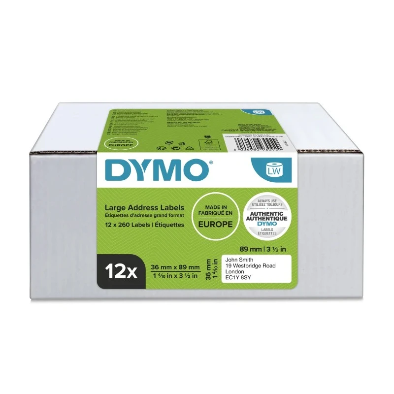 Dymo White Yellow Print Label Roll 89 mm Width 240 Per Pack 89 mm 2093093
