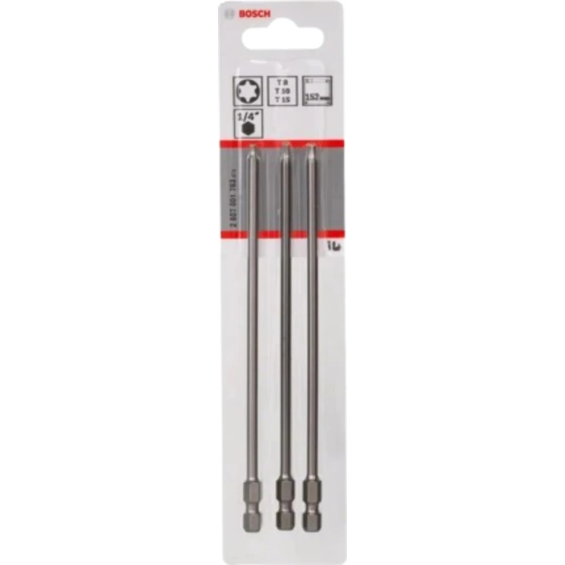 Bosch Hex, Torx Screwdriver Bit Set 3 Pieces T8 T10 T15 Drive Hex Model 2607001763
