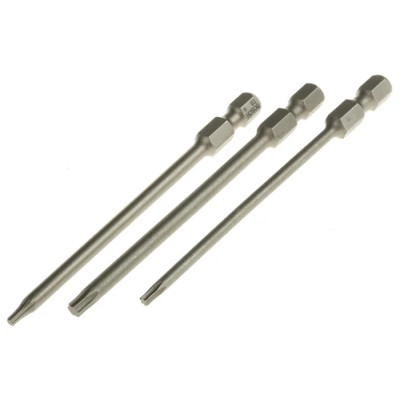 Bosch Hex, Torx Screwdriver Bit Set, 3 Pieces, Sizes T8 T10 T15, 89mm Length, Hex Drive 2607001759