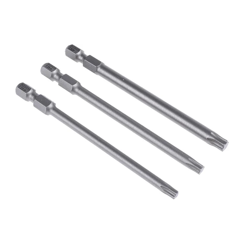 Bosch Hex, Torx Screwdriver Bit Set, 3 Pieces T20 T25 T30, 89mm Length, Hex Drive 2607001760