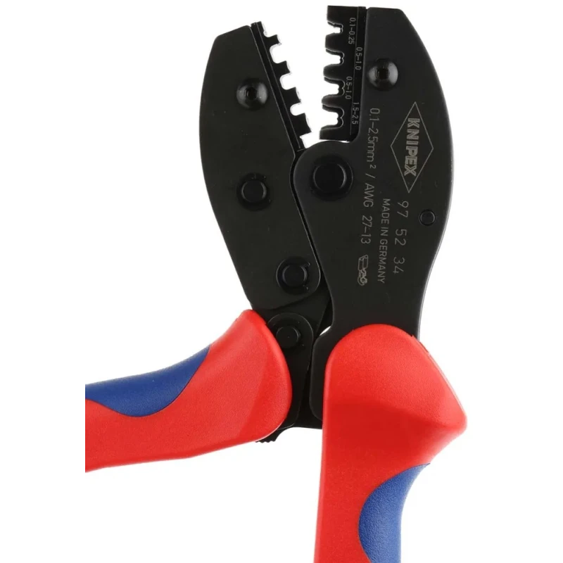 Knipex Crimp Tool for Uninsulated Open Barrel Terminals 220mm Length 0.1 to 2.5 mm² Wire Size 97 52 34