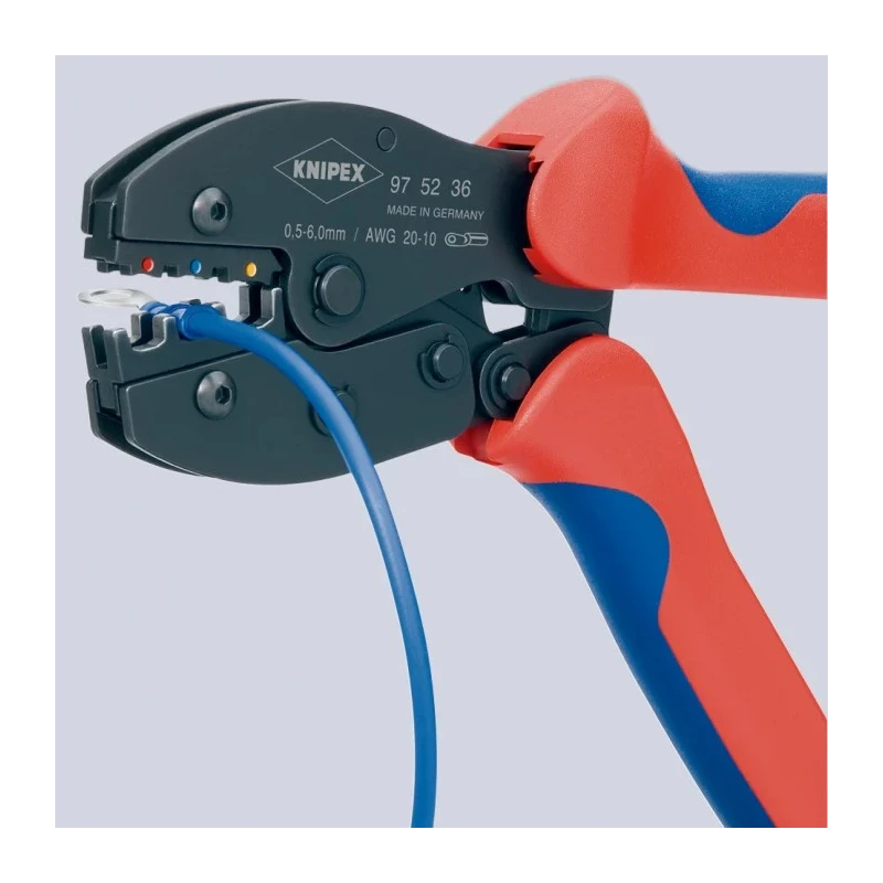 Knipex Crimp Tool for Insulated Terminals, Special Grade Chrome Vanadium Steel, 220mm Length 97 52 36