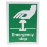 RS PRO Safe Conditions Sign Vinyl Emergency Stop Green, White 150x200mm 492-0740