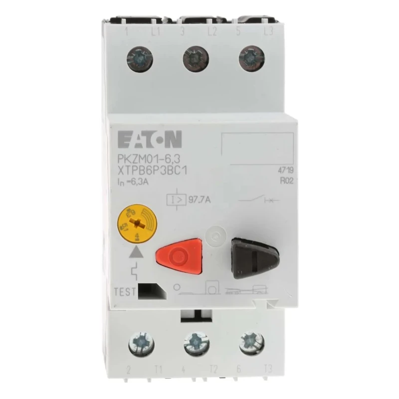 Eaton Motor Protection Circuit Breaker PKZM 01 Series 4A to 6.3A Current Rating, 690V AC, IP20 Protection 278483 PKZM01-6,3