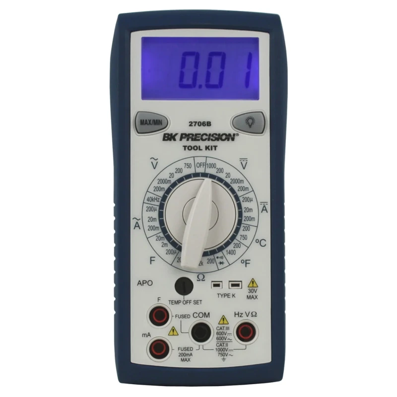BK Precision Handheld Digital Multimeter 200mA AC/DC, 750V AC, 1kV DC BK2706B
