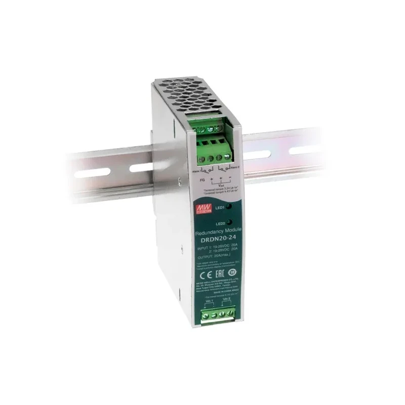 MEAN WELL 20A DIN Rail Redundancy Module for 12V/24V/48V Systems DRDN20-24