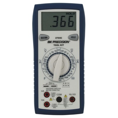 BK Precision Handheld Digital Multimeter 165mm x 78mm x 42.5mm 285g CAT II, CAT III Safety BK2704C