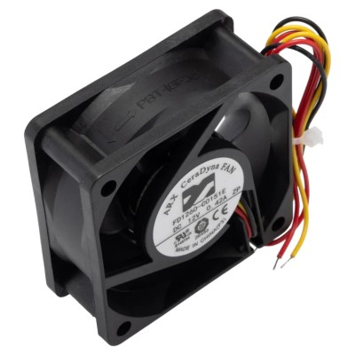 ARX CeraDyna Series Axial Fan 12V DC 2.76W 230mA Max 33.35m³/h 60mm x 60mm x 25.4mm IP20 