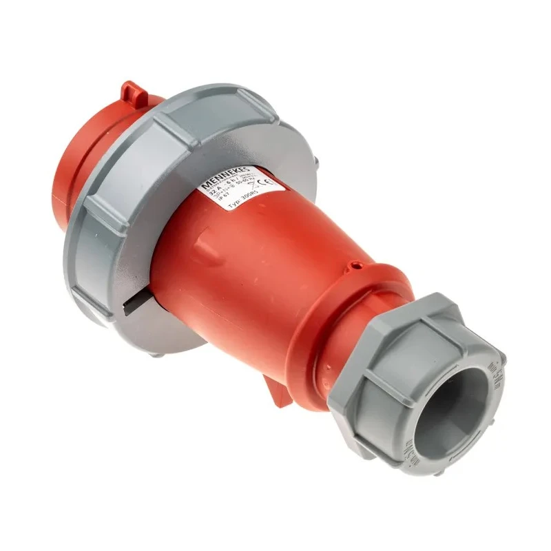 MENNEKES AM-TOP IP67 Red Cable Mount 3P+N+PE Straight Industrial Power Connector 32A 400V 