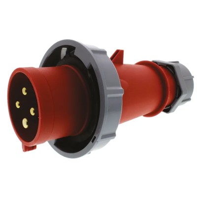 MENNEKES AM-TOP IP67 Red Cable Mount 4P Straight Mains Connector 32A 400V Phase Inverter 