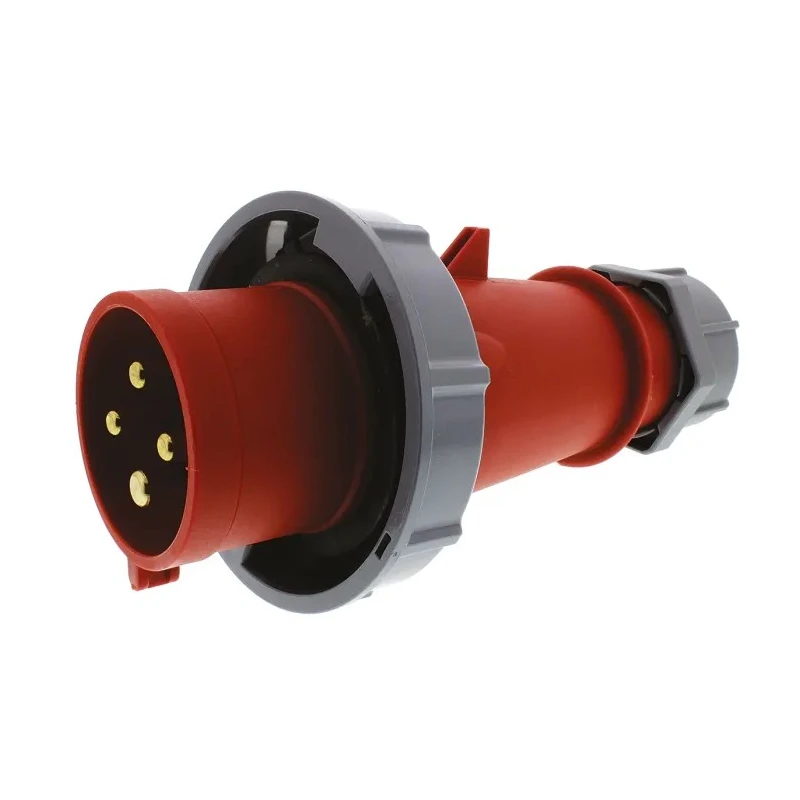 MENNEKES AM-TOP IP67 Red Cable Mount 4P Straight Mains Connector 32A 400V Phase Inverter 