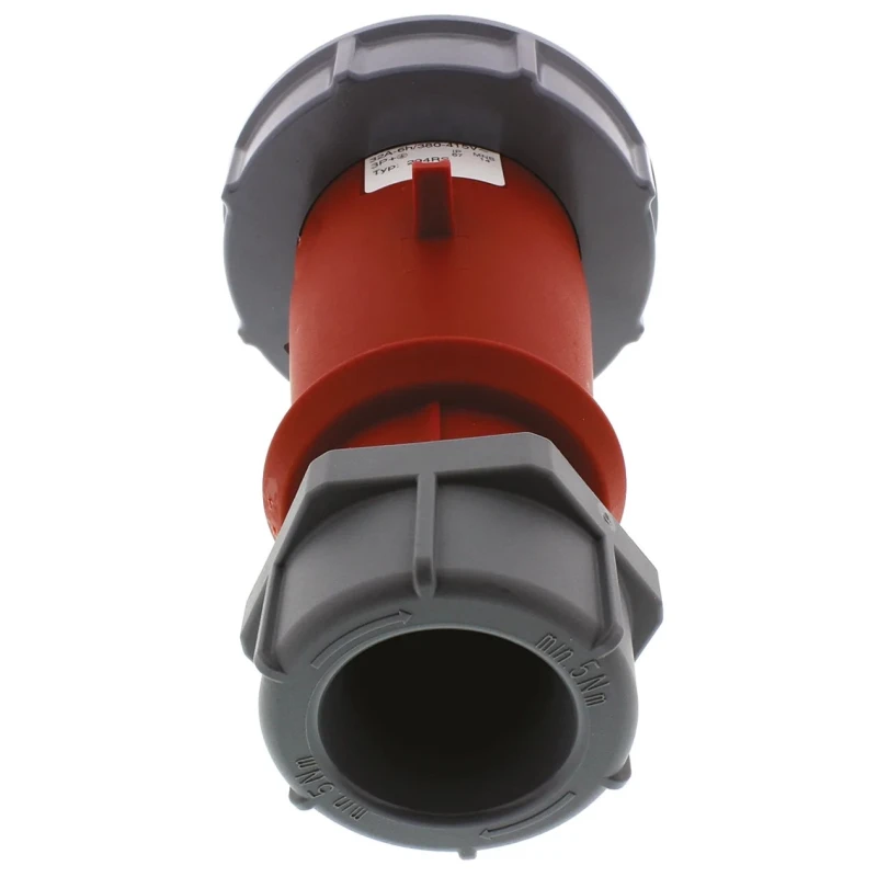MENNEKES AM-TOP IP67 Red Cable Mount 4P Straight Mains Connector 32A 400V Phase Inverter 