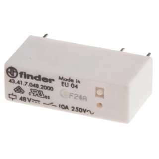 Finder PCB Power Relay 48V DC Coil 10A Switching Current SPDT 43.41.7.048.2000