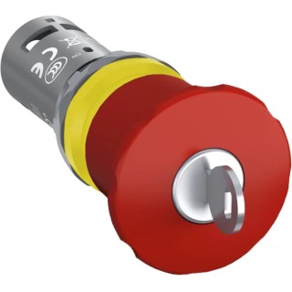 ABB 1SFA Series Key Release Emergency Stop Push Button Panel Mount 22.5 mm Cutout SPDT 300V 1SFA619552R1071 - CE4K1-10R-11