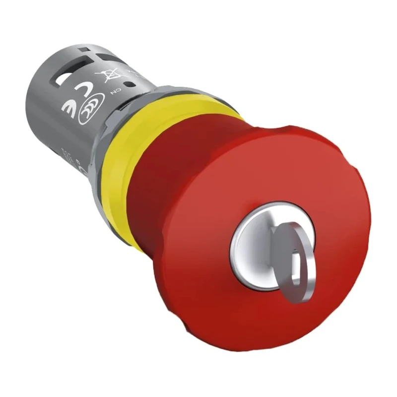 ABB 1SFA Series Key Release Emergency Stop Push Button Panel Mount 22.5 mm Cutout SPDT 300V 1SFA619552R1071 - CE4K1-10R-11