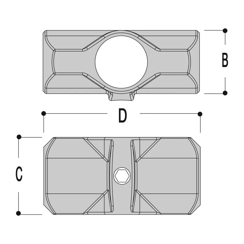 Kee Lite Aluminium T-Connector Connecting Component Strut Profile Type 6 Round Tube Size 33.7 mm L25-6