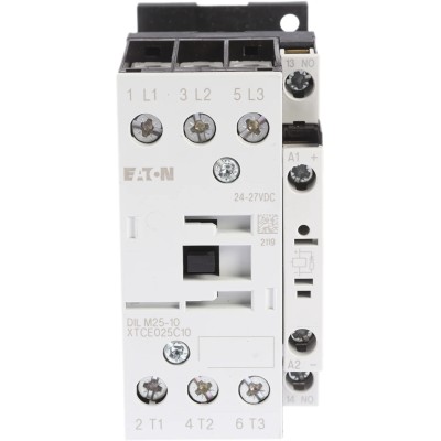 Eaton DILM Contactor 3-Pole 25 A 11 kW 24V dc Coil Screw Terminals 277146 DILM25-10(RDC24)