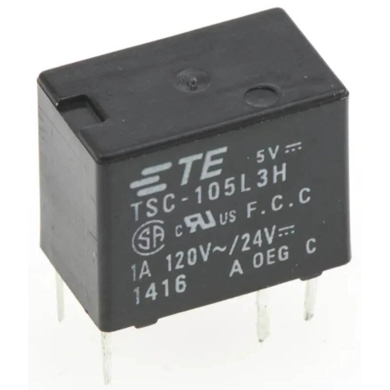 TE Connectivity PCB Signal Relay 5V DC Coil 1A Switching Current DPDT 300mW Coil Power TSC-105L3H000