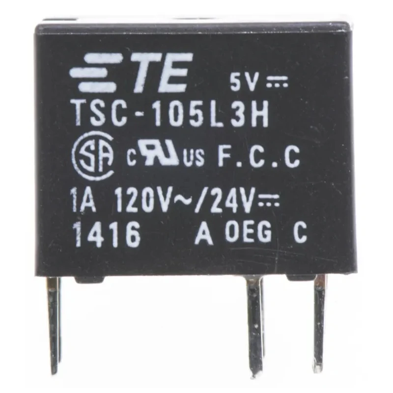 TE Connectivity PCB Signal Relay 5V DC Coil 1A Switching Current DPDT 300mW Coil Power TSC-105L3H000