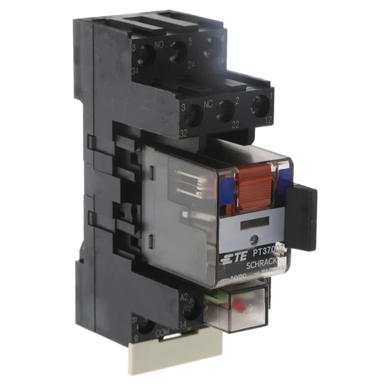 TE Connectivity DIN Rail Power Relay 24V dc Coil 10A Switching Current 3PDT PT3S7LC4 2-1415075-1